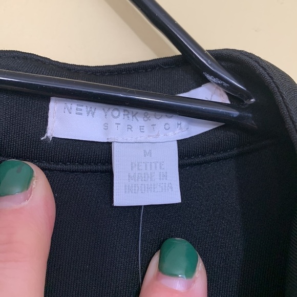 New York & Company | NWT Black Flutter Cap Sleeve Split V-Neck Sheath Dress MP - Picture 8 of 17